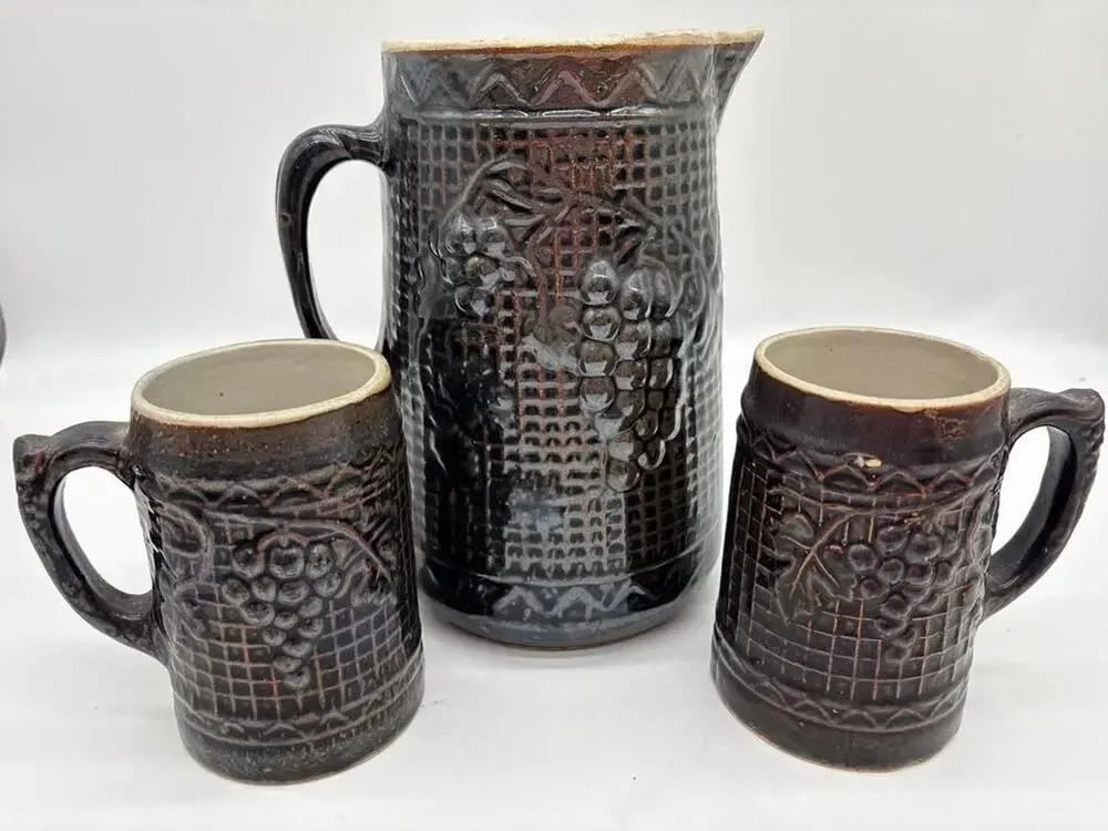Vintage North Star Pottery Stoneware Pitcher & Mug Set